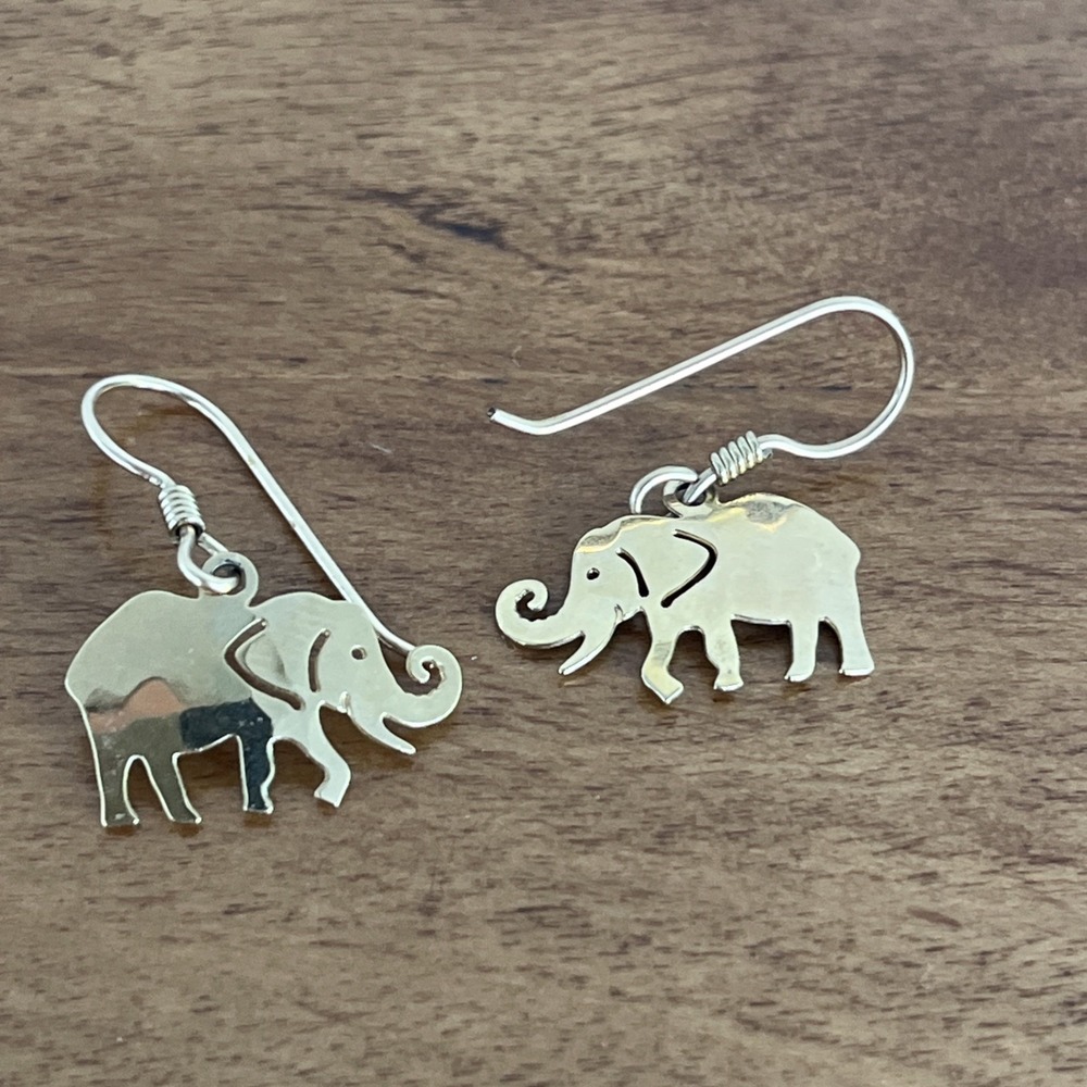 Vintage Gold Tone Wild Bryde Elephant Earrings